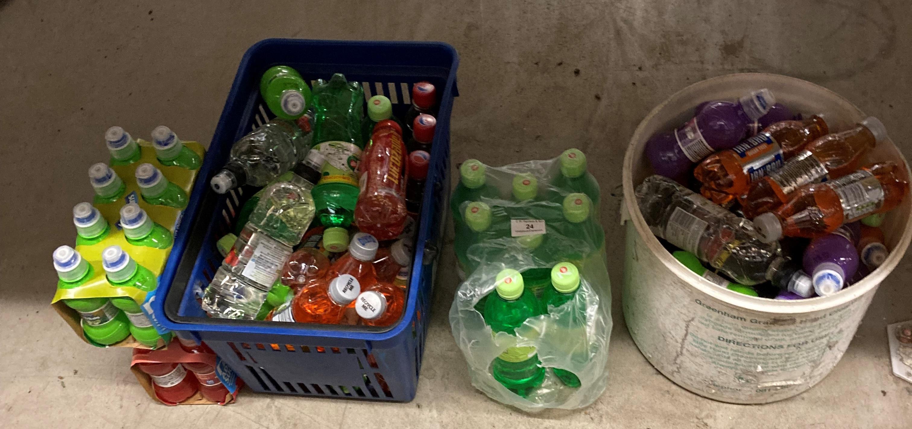 A small collection of non-alcoholic bottles of juice and fizzy drinks (Saleroom location: Z02)
