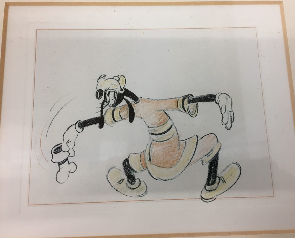 Four items - framed print hunting cartoon 31 x 24cm, framed drawing of Disney Pluto 31 x 26cm, - Image 4 of 5