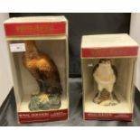 Two Royal Doulton boxed Scottish birds of prey series ceramic decanters each filled with Whyte &