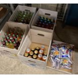 Contents to four boxes and a lid - 130 items - various bottles,