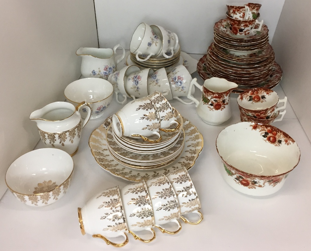 Seventy one items including twenty nine pieces of Wellington China brown floral decorated tea