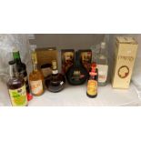 Eleven various bottles of spirits and liqueurs including one litre of Sainsbury's Vodka,