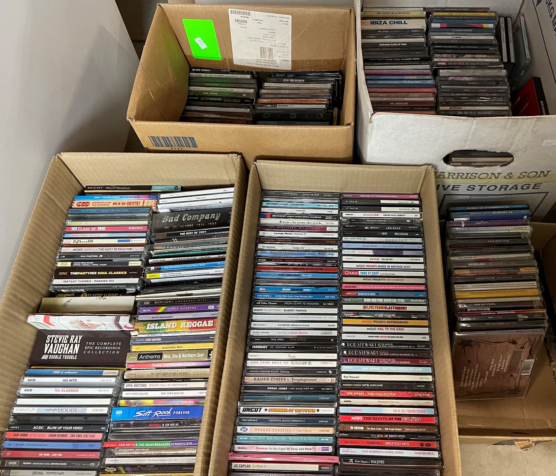 Contents to five boxes - three hundred plus CDs including AC/DC, Elvis, Foo Fighters, Bon Jovi,