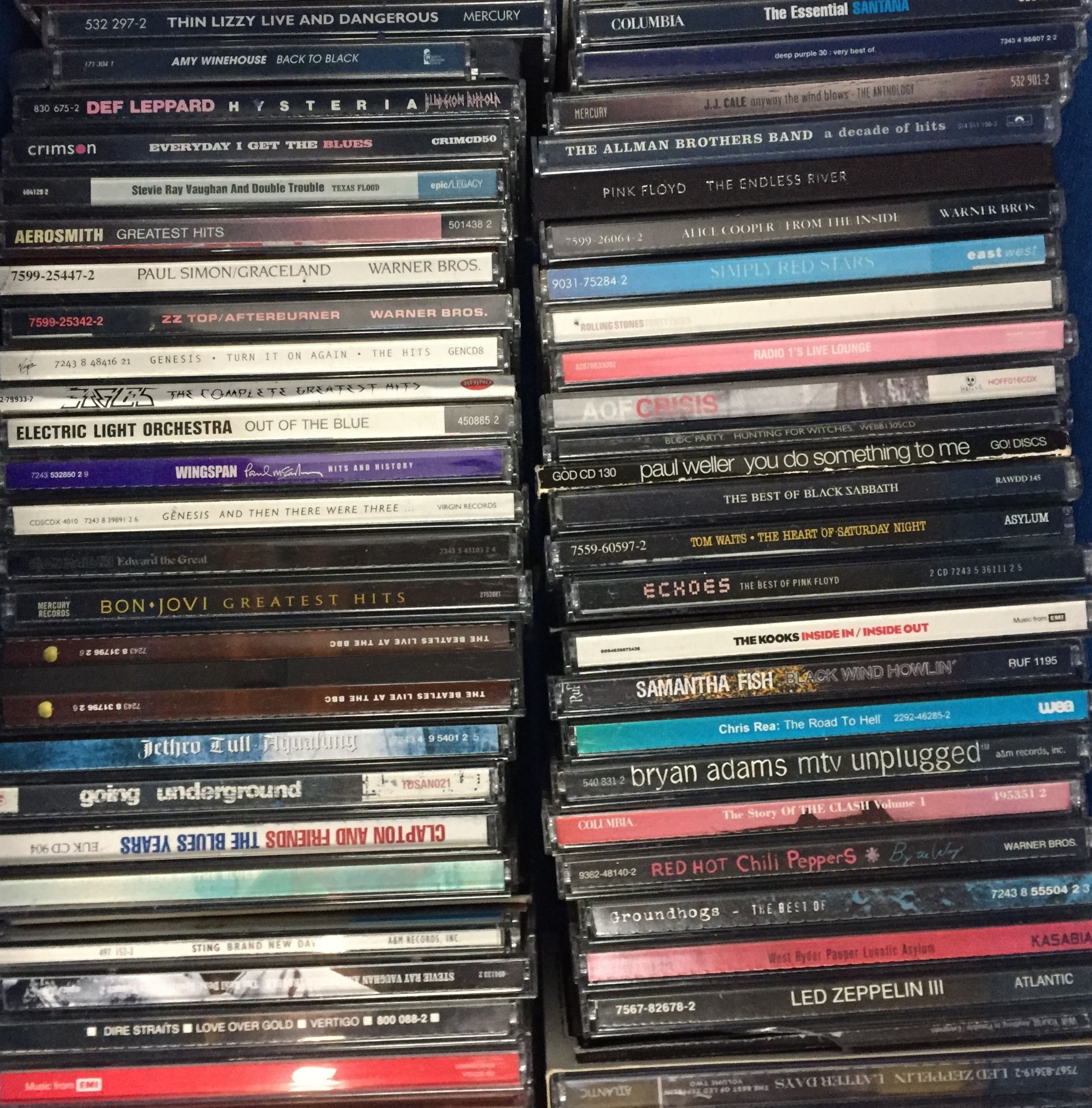 Two boxes containing one hundred and fifty plus CDs including AC/DC, Thin Lizzy, Rolling Stones, - Image 3 of 5