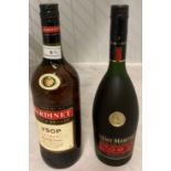 A 70cl bottle of Remy Martin VSOP Cognac Fine Champagne 40% volume and a 100cl bottle of Bardinet