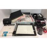 Photographic equipment including print washer, filters, easel mask,