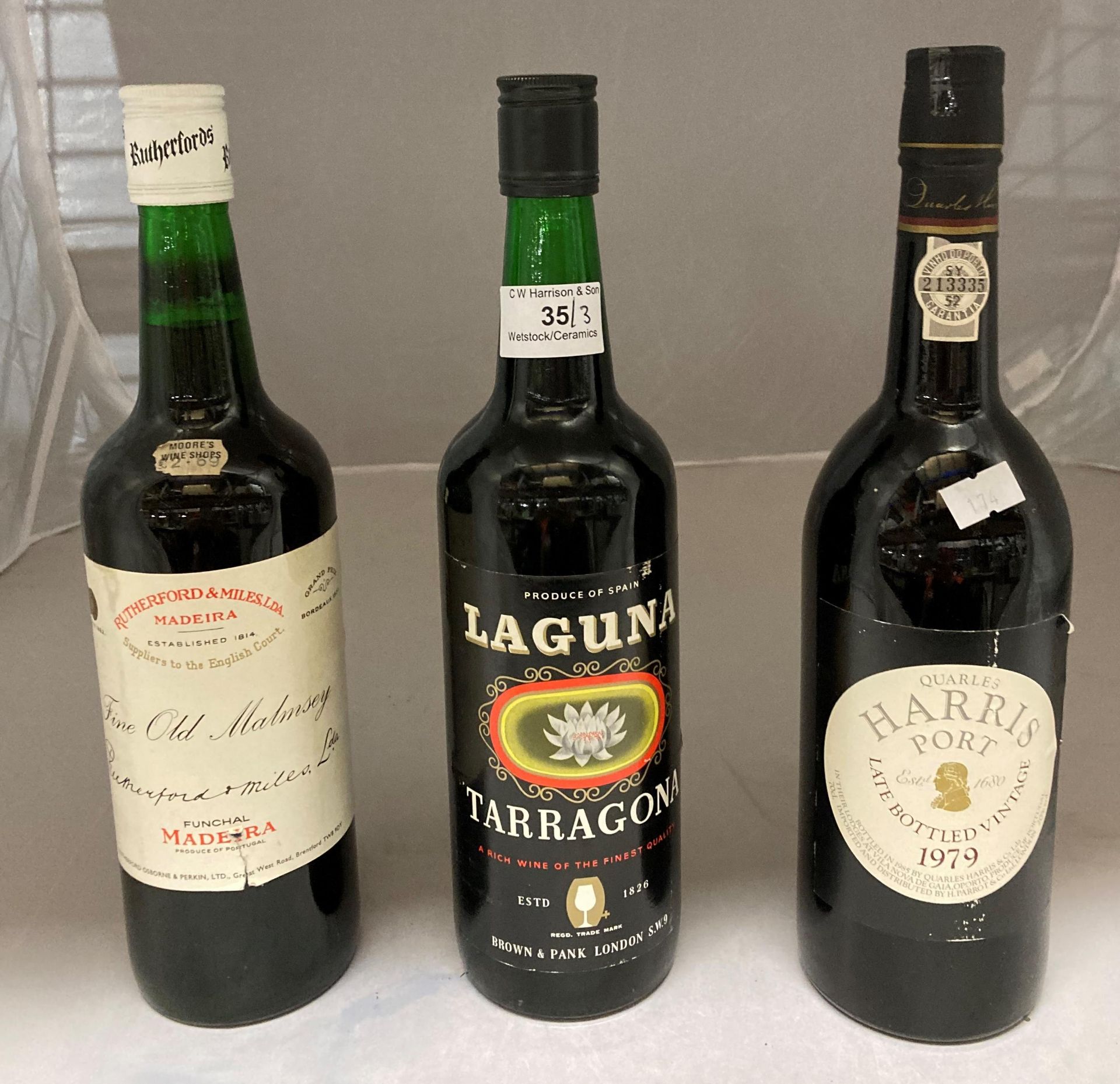 Three various bottles - Rutherford and Miles LDA Madeira Fine Old Malmsey,