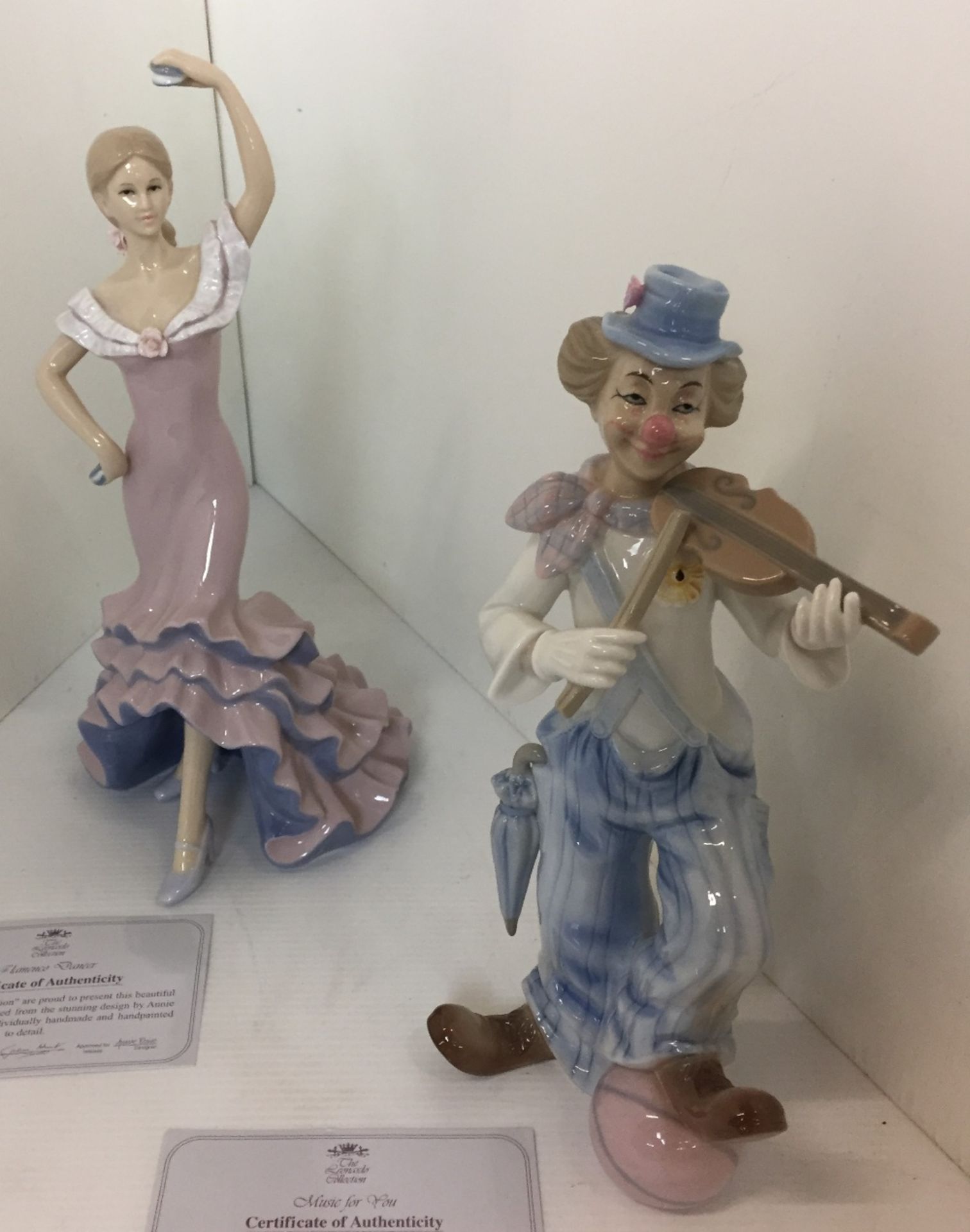 Two The Leonardo Collection figurines - Flamenco Dancer 27cm high and Music for You 23cm high with