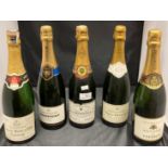 Five bottles of champagne - 75cl Alfred Rothschild et Cle, 75cl Appay Pere & Fils Epernay,