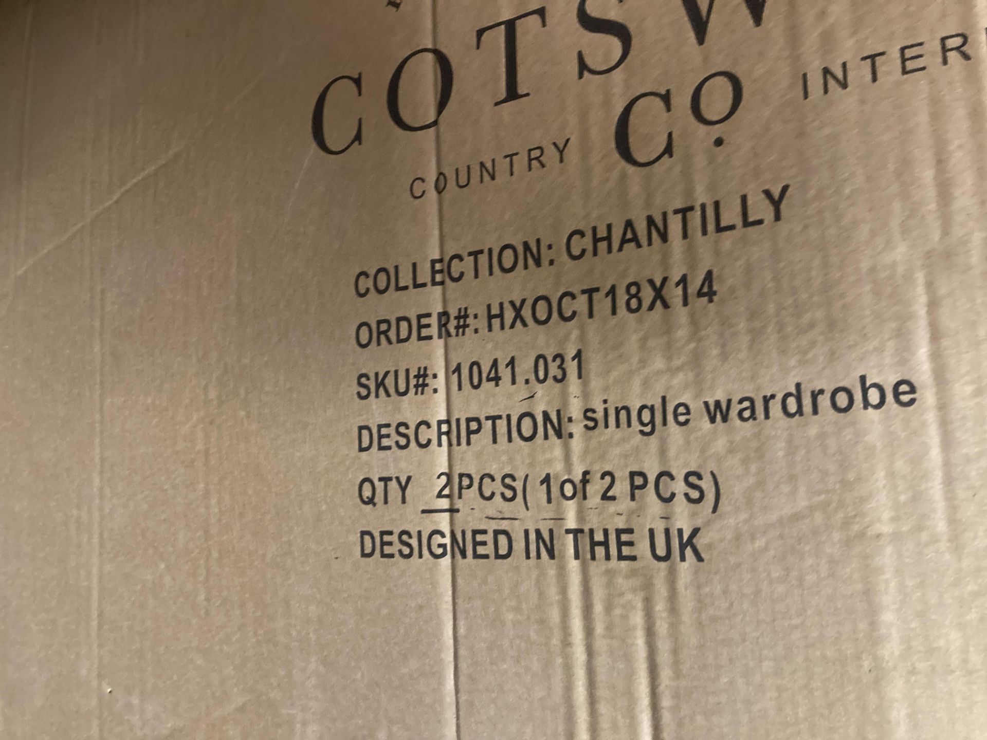 Cotswold Country Co Interiors Brand New Boxed White Chantilly Single Wardrobe 182cm x 85cm x 19cm - Image 3 of 3