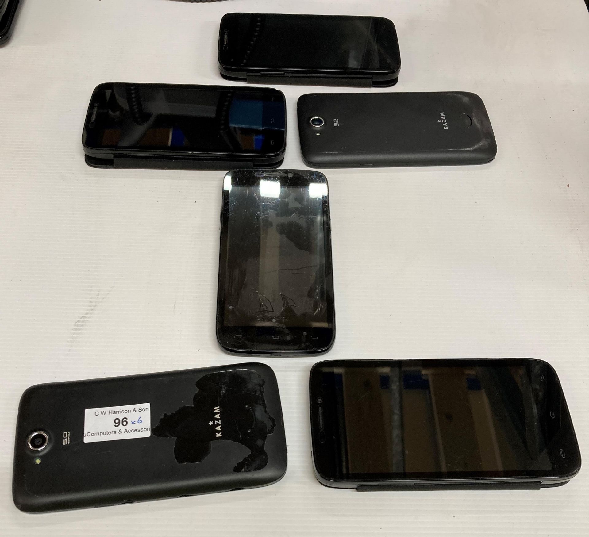 6 x Kazam 5MP Mobile Phones no chargers (Saleroom location: G11)
