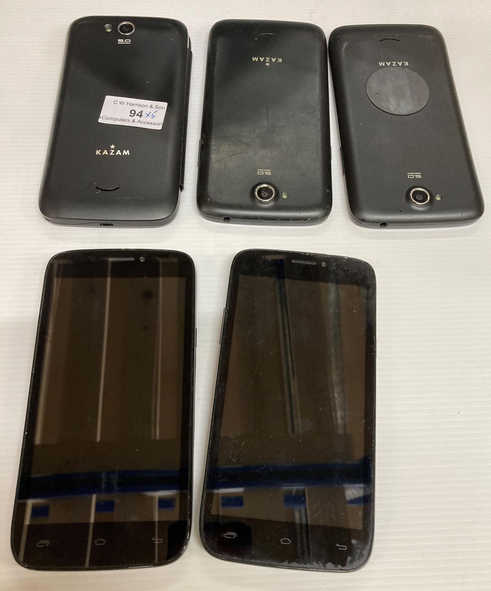 5 x Kazam 5MP Mobile Phones no chargers (Saleroom location: G11)