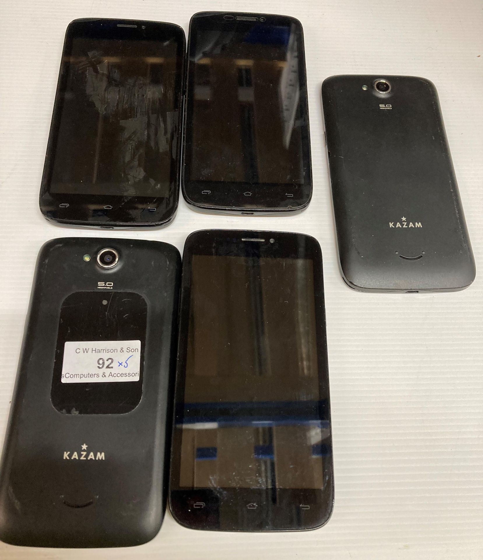 5 x Kazam 5MP Mobile Phones no chargers (Saleroom location: G11)