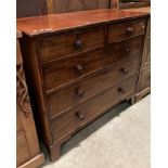 19th Century mahogany chest of two short over three long graduated drawers on bracket feet