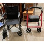 A Drive Mobility four wheel mobillity walking aid and a Drive Mobility four wheel collapsible