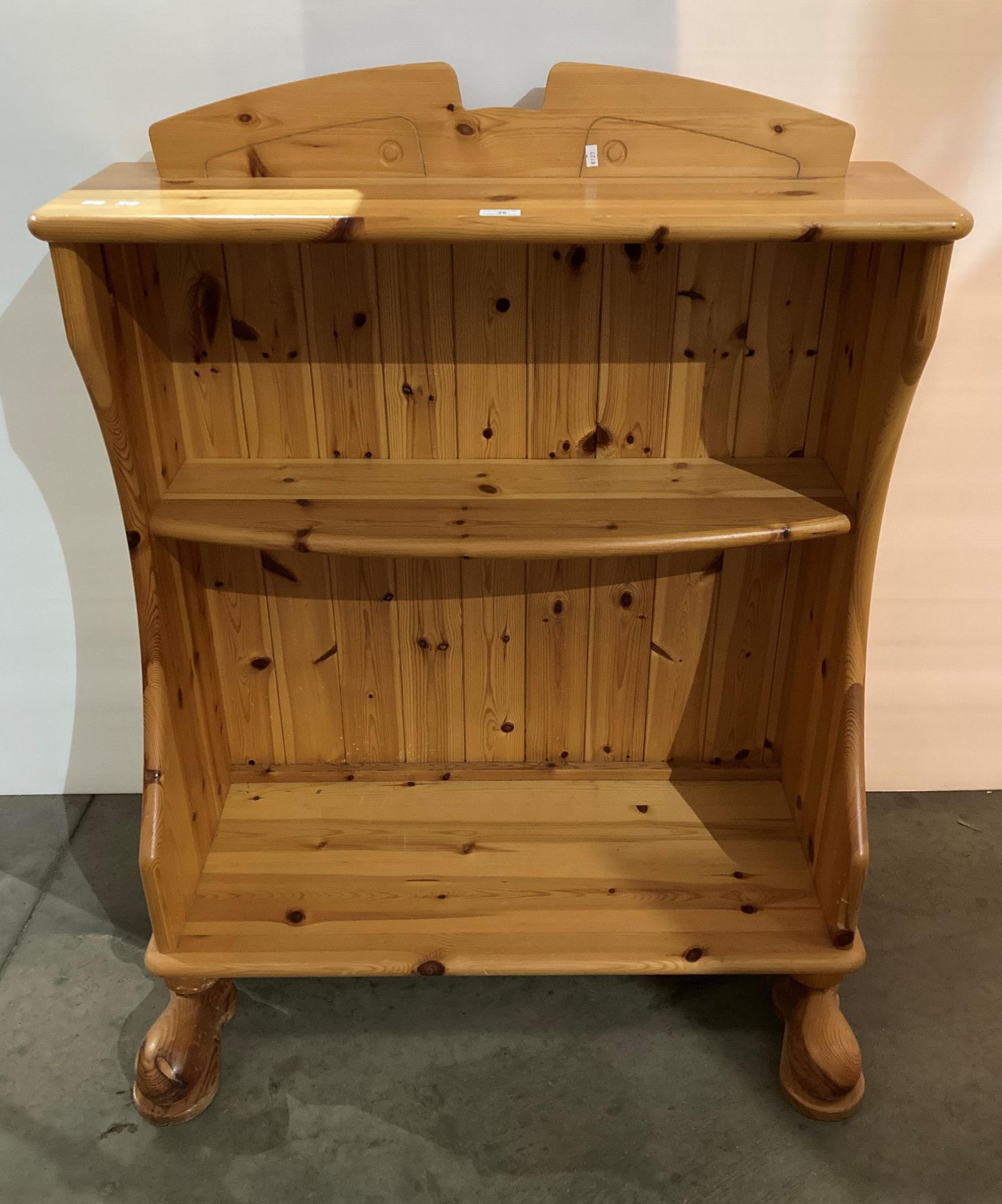 Children's solid pine bookcase with eyes to top and large feet,