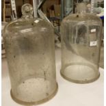 Two large vintage bell shaped glass cloches each approx.