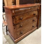 Victorian mahogany chest of one blind frieze drawer over three long drawers,