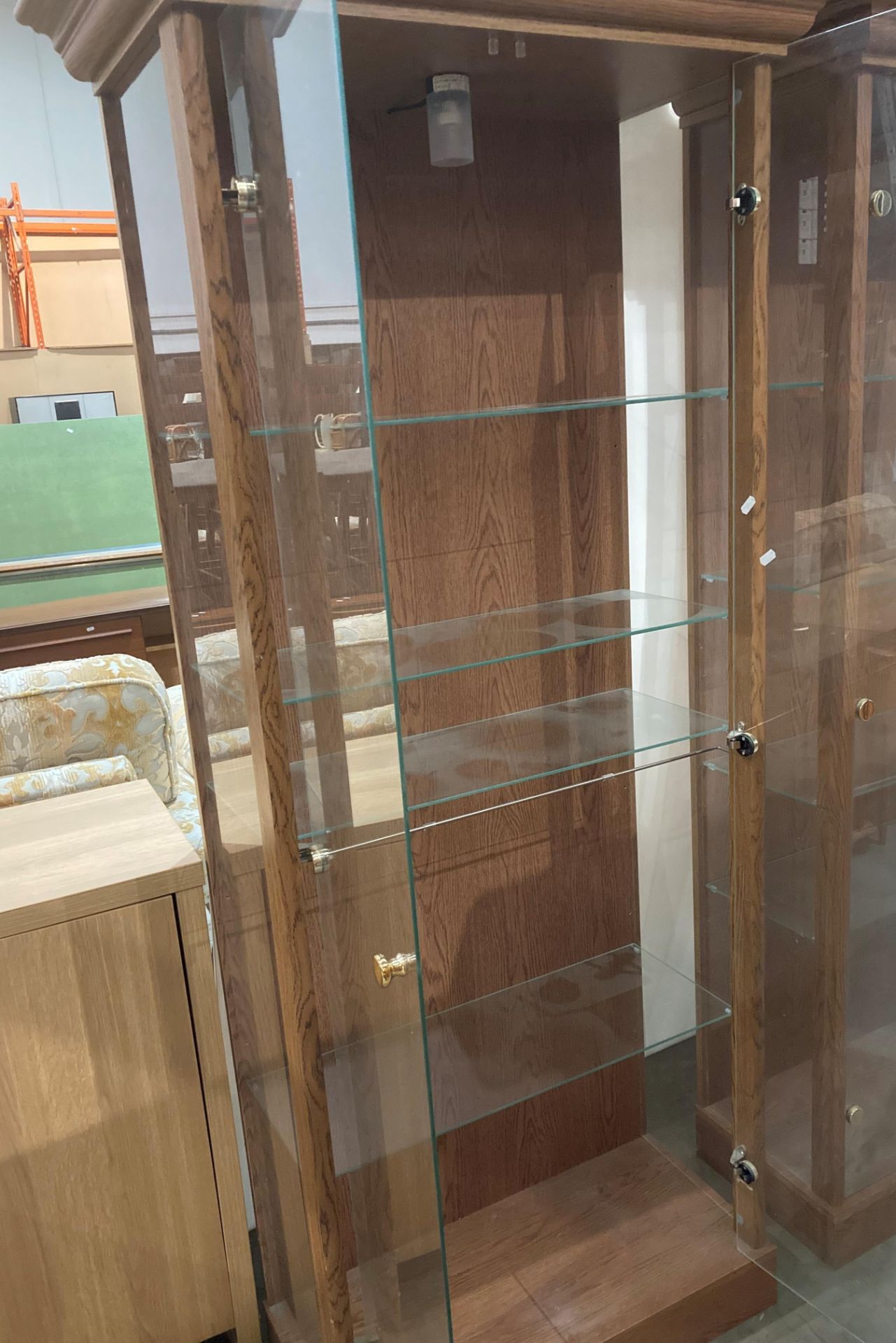 Oak finish glass illuminated display cabinet 85cm x 184cm high (saleroom location: MA2) - Image 2 of 2