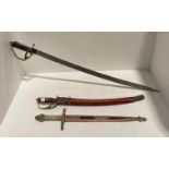 Two reproduction cavalry sabres swords (no scabbards) 82cm,