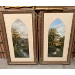 Bihold A pair of oil paintings in moulded frames depicting rivers in countryside and moorland,