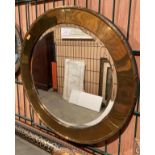 Brass framed ribbed edge port hole style circular wall mirror 53cm diameter (saleroom location: