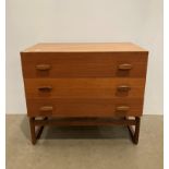 Mid century teak G Plan Quadrille three drawer chest of drawers,