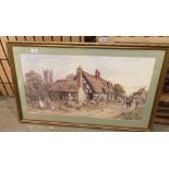 J L Chapman large framed print 'Country Village Scene' 40 x 73cm (saleroom location: Gallery)