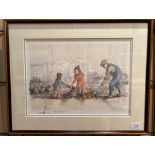 MARGARET CLARKSON framed limited edition print 'Dig with Dad' signed in pencil with personal