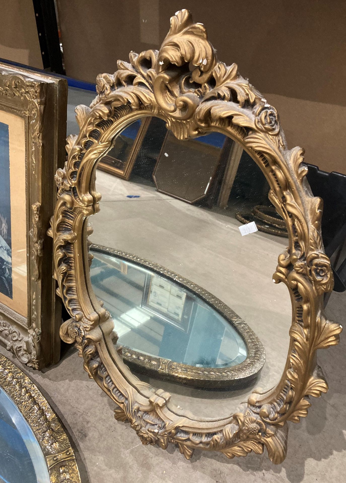 Two oval framed mirrors (one brass framed - 82 x 50cm, - Image 5 of 5