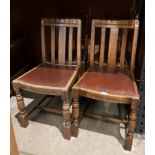 Set of four oak rail back dining chairs on turned support legs (saleroom location: kit rack)