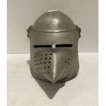 Reproduction medieval knights lift front helmet (possibly cast aluminium) (saleroom location S1)