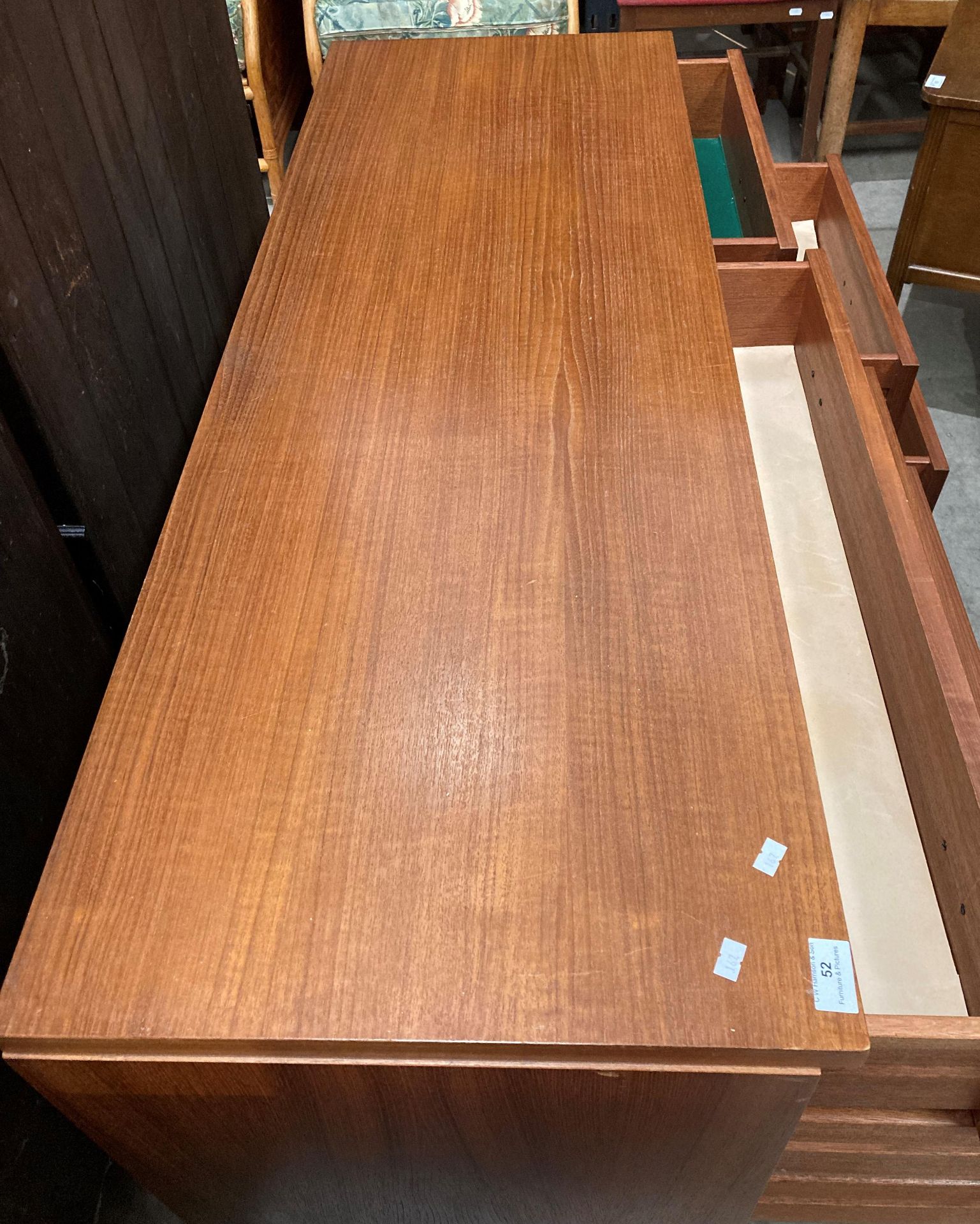 Mid century teak G Plan Quadrille sideboard with set of six drawers (three short, - Image 3 of 4