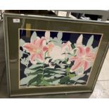 Christine Holmes framed gouache 'Exotic Lily' 50 x 60cm