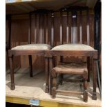 A pair of oak dining chairs and a small stool (3) (saleroom location: S2)