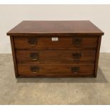 Mahogany table top chest of three drawers, 57.