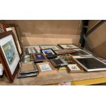 Contents as part of rack - various small framed pictures, picture and photo frames etc.