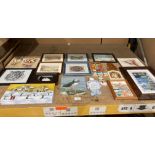 Contents to part of rack - quantity small framed and unframed pictures and prints (18) (saleroom