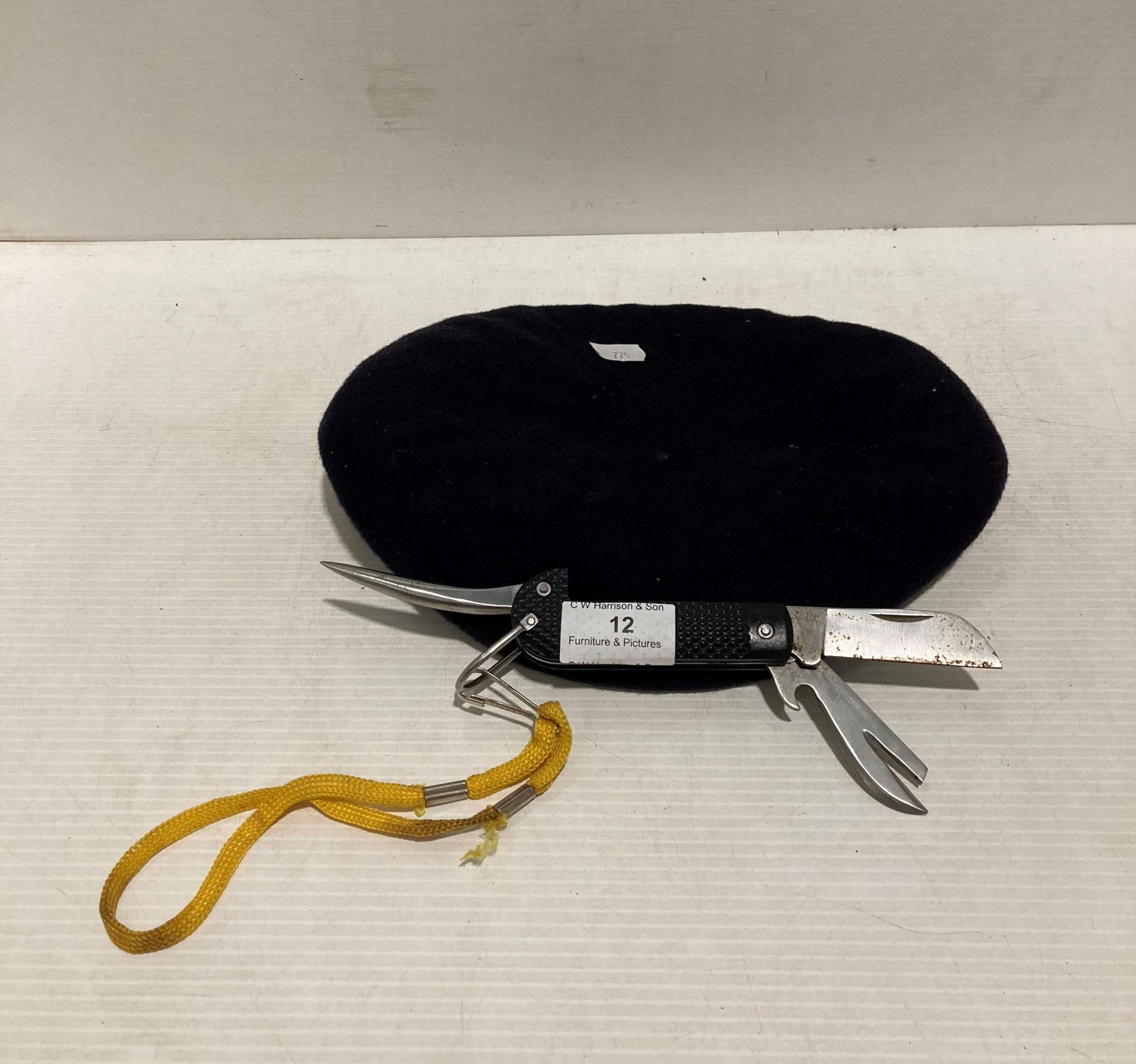 Naval beret and a sailor's knife (saleroom location: S3)