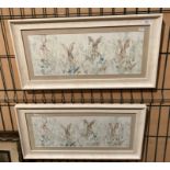 Pair of framed prints of hares,