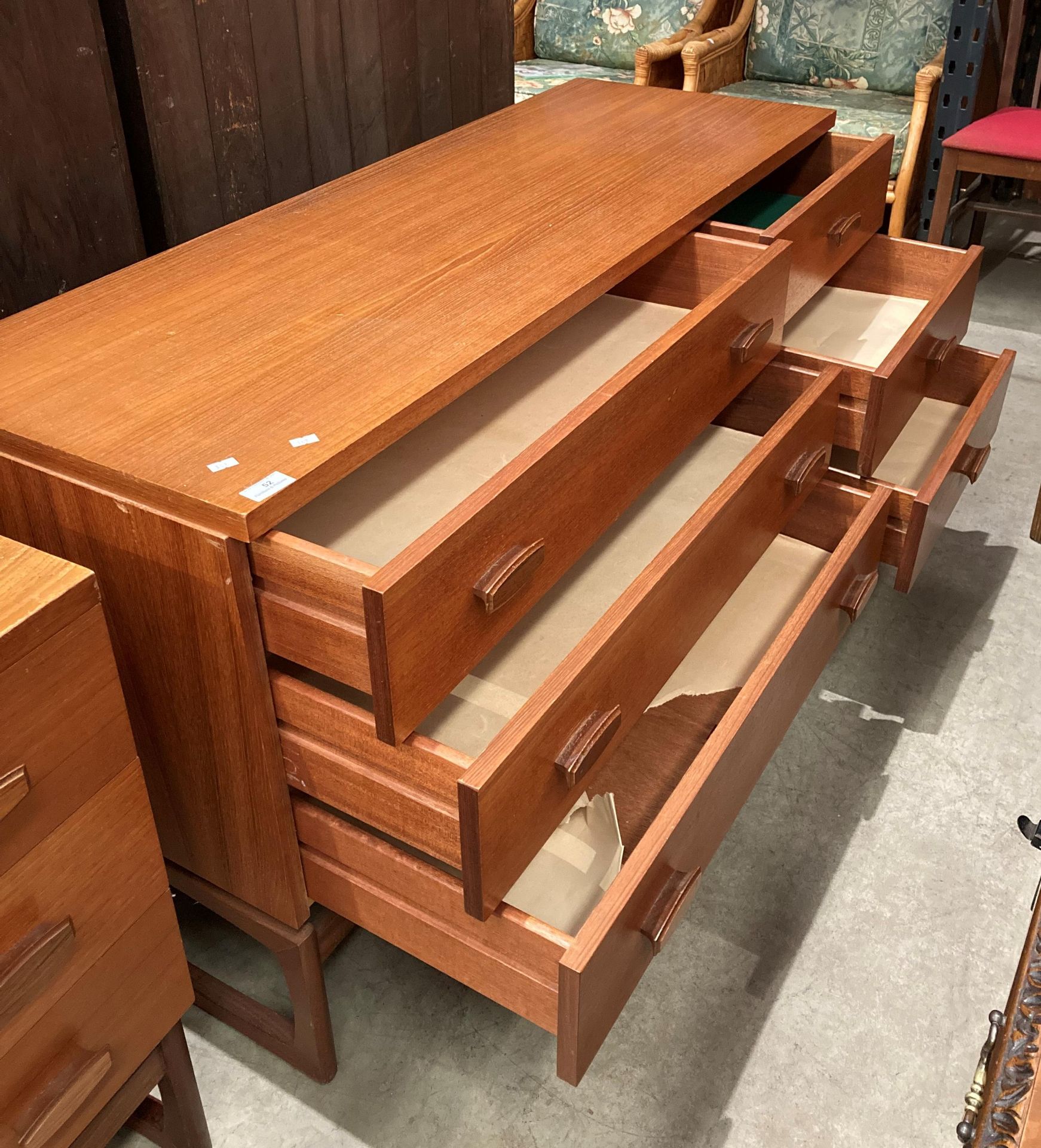 Mid century teak G Plan Quadrille sideboard with set of six drawers (three short, - Image 2 of 4