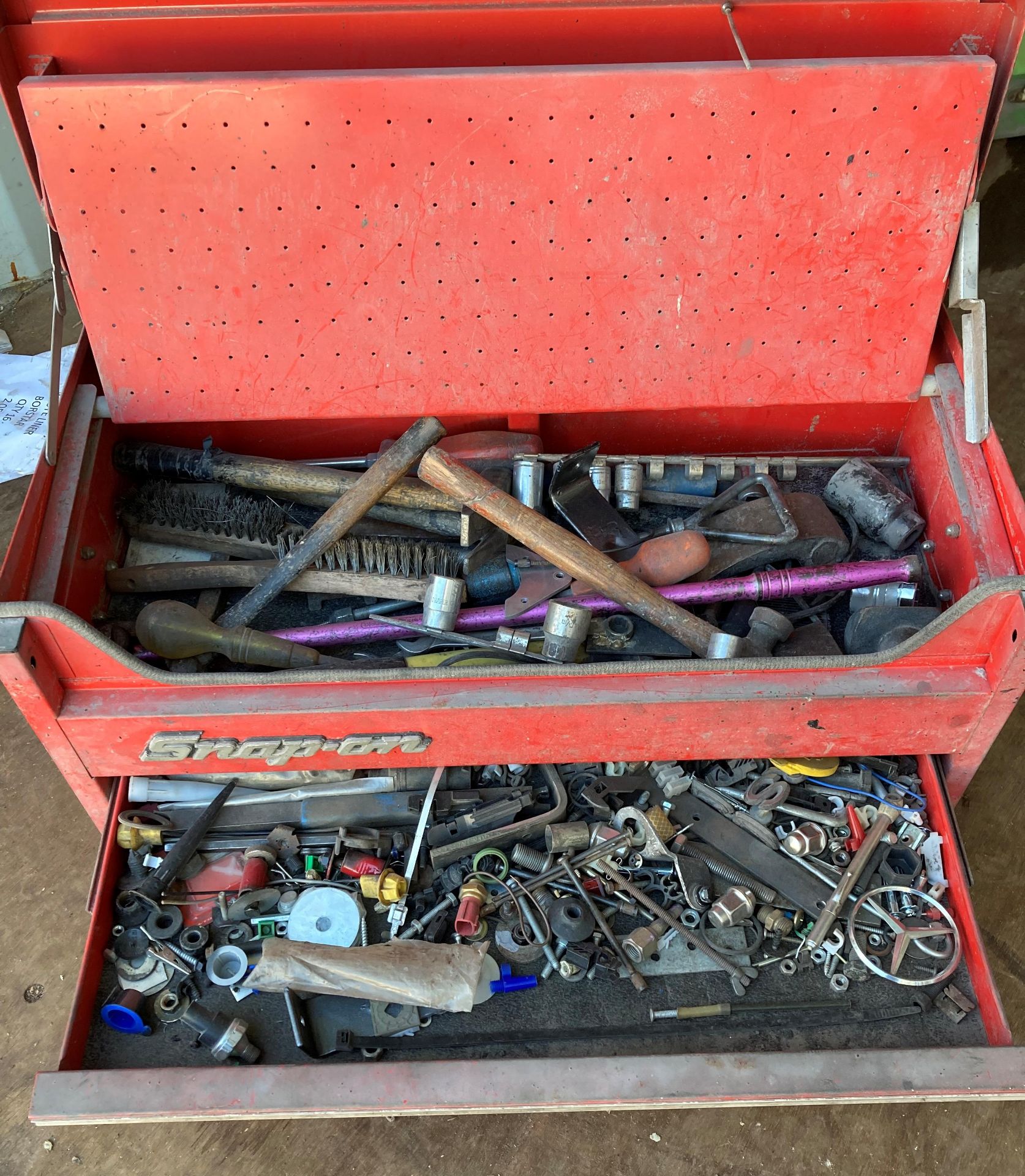 Snap-on tool box lift top with three drawers and assorted - non Snap-on - hand tools including - Image 3 of 4