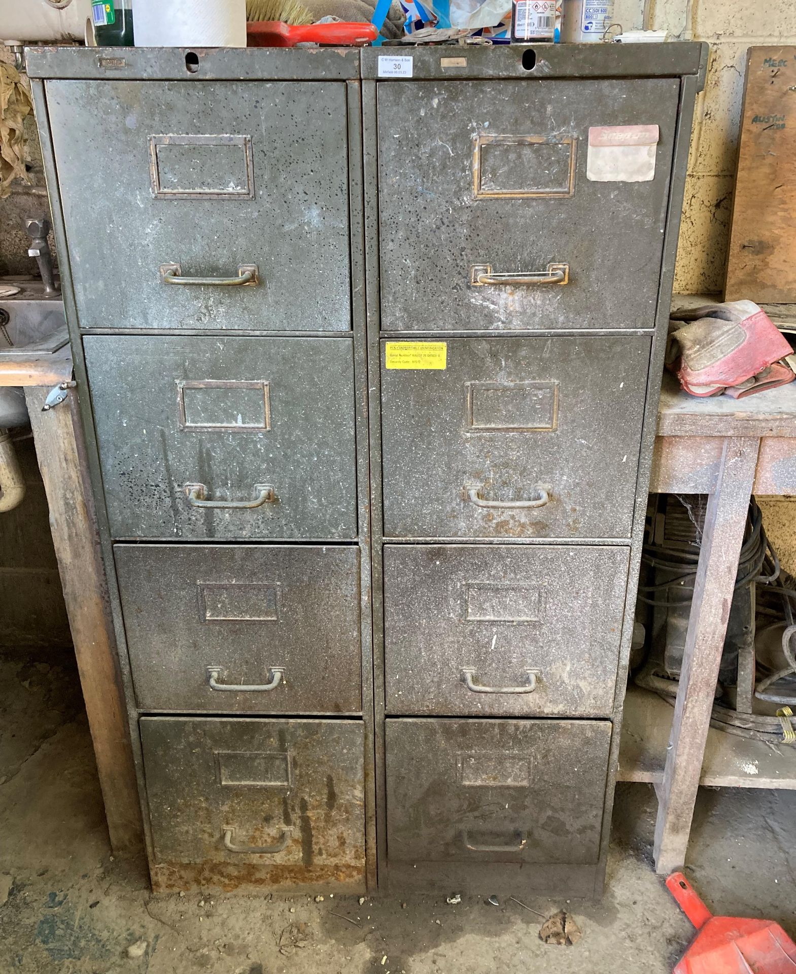 Two Roneo four drawer vintage filling cabinets