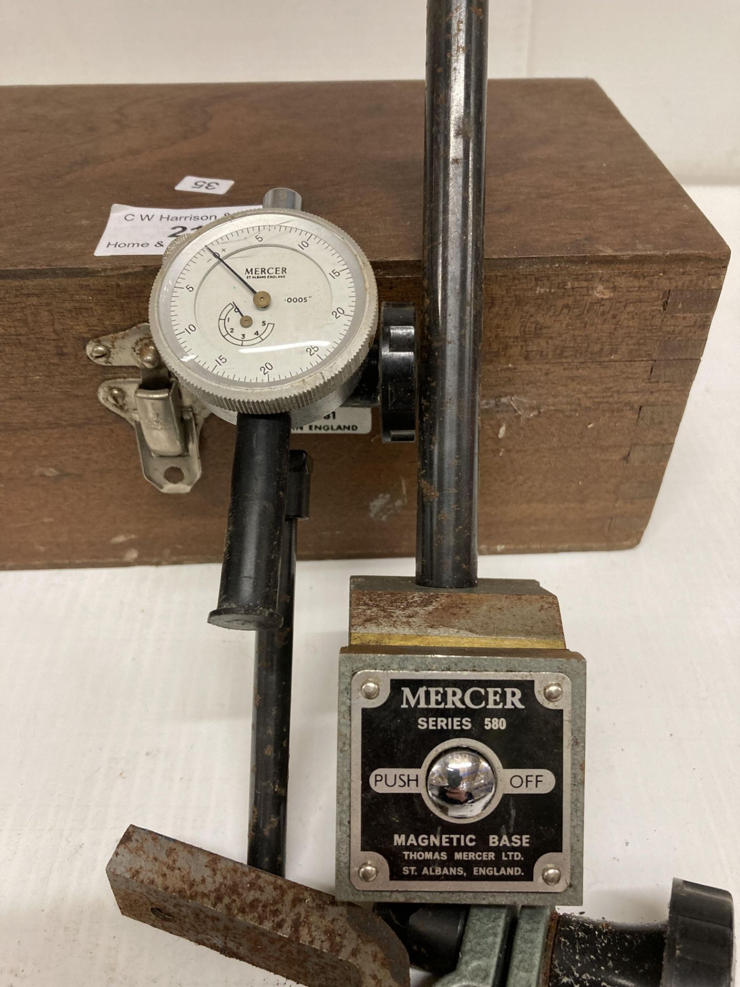 Mercer 95011 581 vintage measuring device in case including dial, - Image 2 of 2