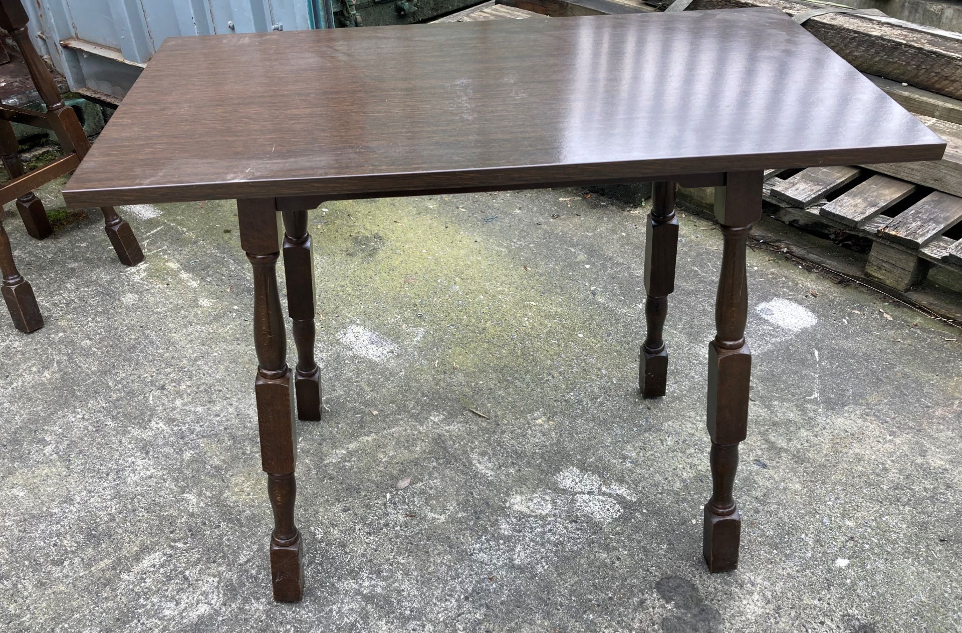 Two oak finish bar tables,