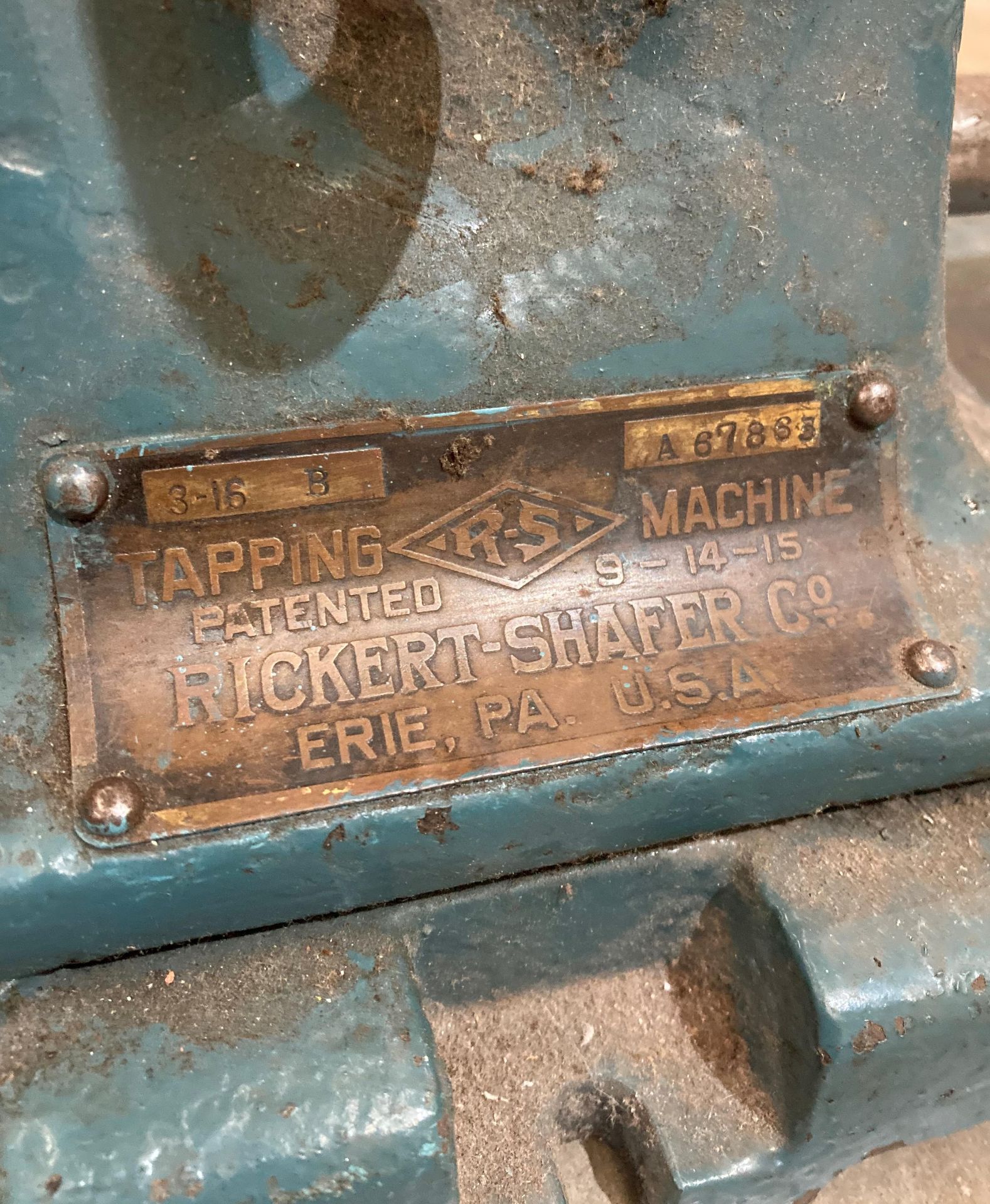 Vintage tapping R-S machine by Rickert Shafer Co. - Image 4 of 4