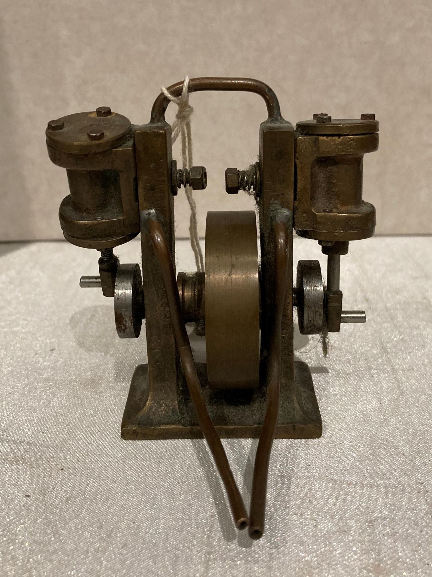 A Blackgates Engineering vertical twin oscillator model steam engine 1/4" base,