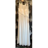 Evita London style 1479 chiffon gown, ivory, size UK 20.