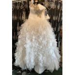 Kiss The Frog style 1232 ruffled ball gown with built in hoops, ivory, size UK 12.