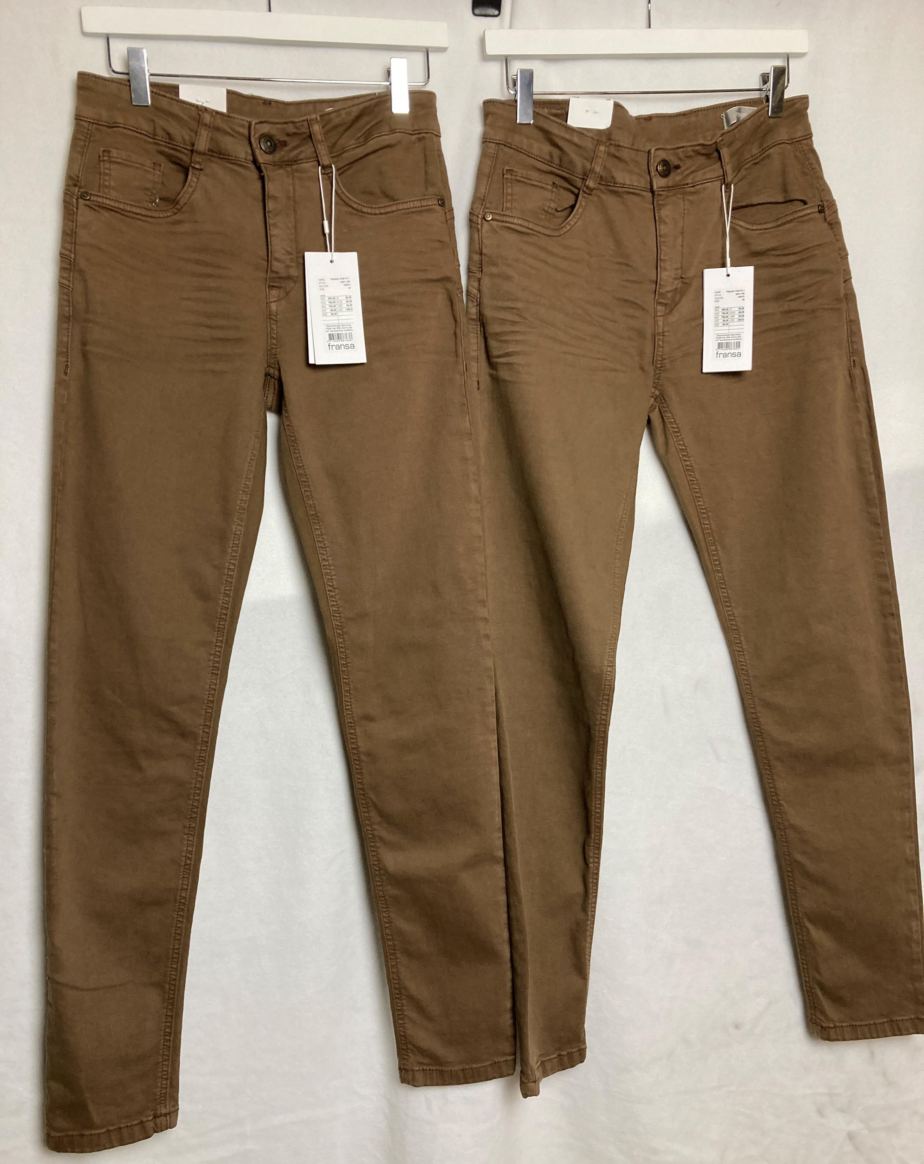 2 x Pairs of FRANSA pam ladies slim fit jeans in brown - sizes 34 mad 38 - RRP: £59.